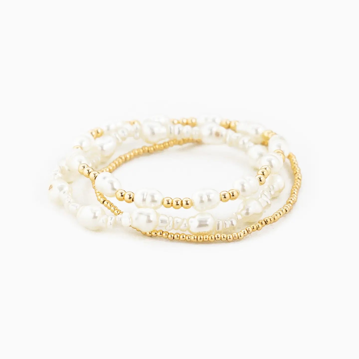 Delilah Pearl Gold Stretch Bracelet Set