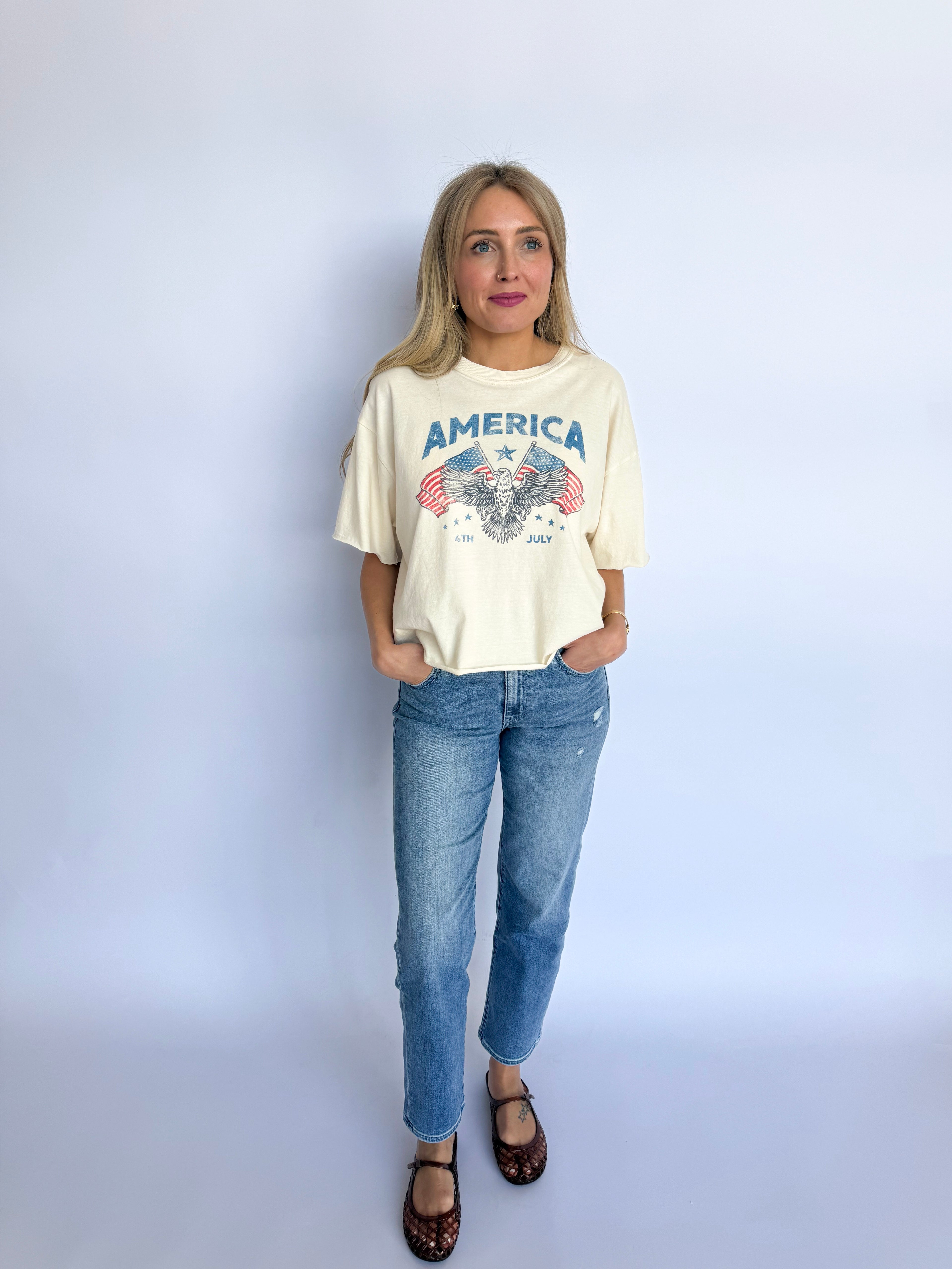 Arden America Vintage Graphic Cropped Tee
