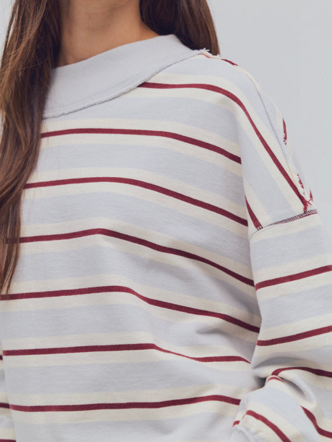 Palm Springs Striped Pullover - Washed Blue Combo