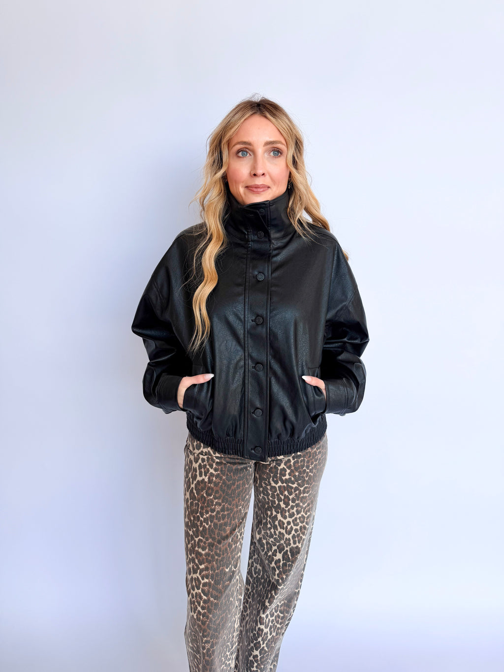 Phantom Funnel Neck Jacket in Black