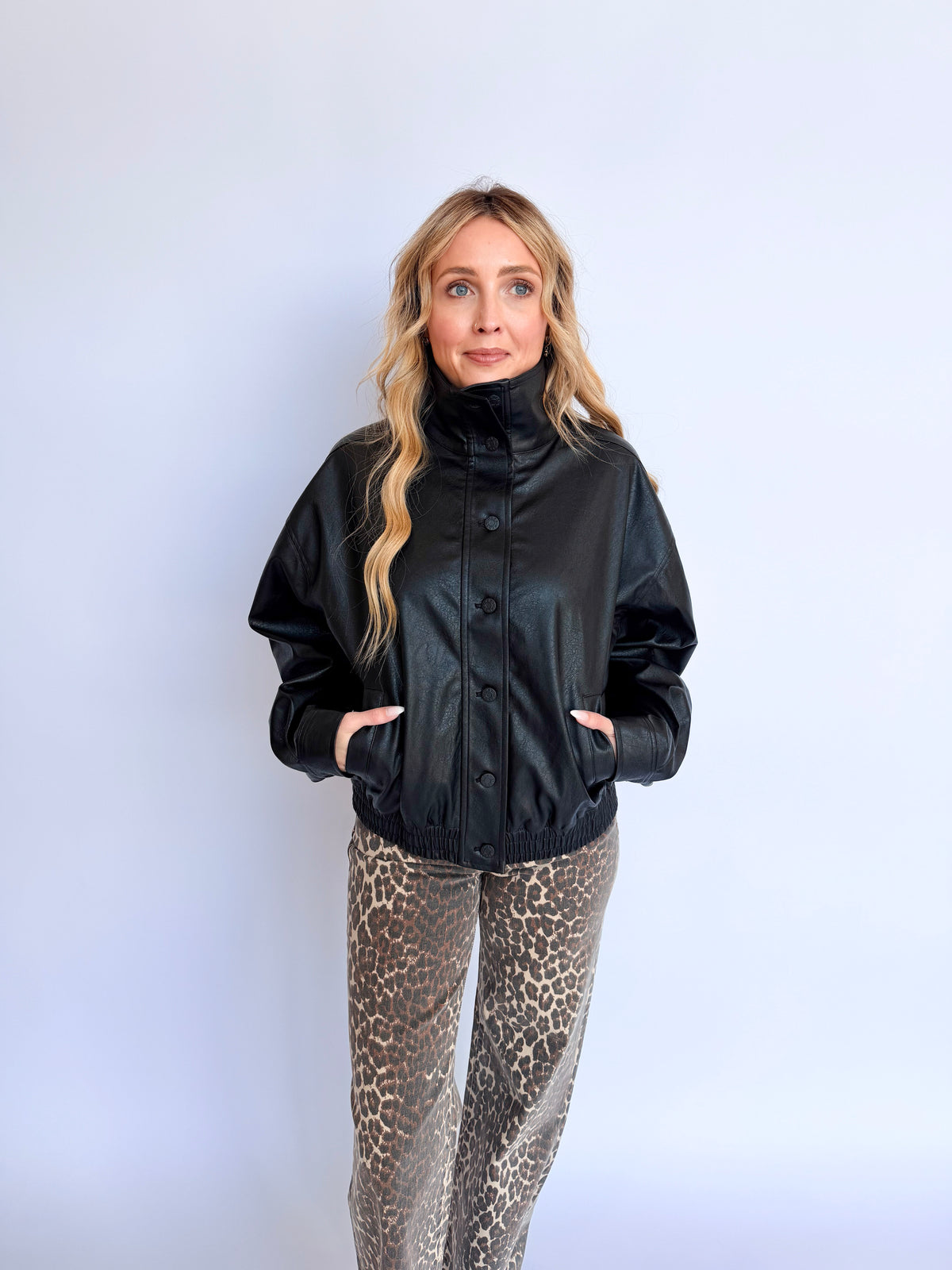 Phantom Funnel Neck Jacket in Black