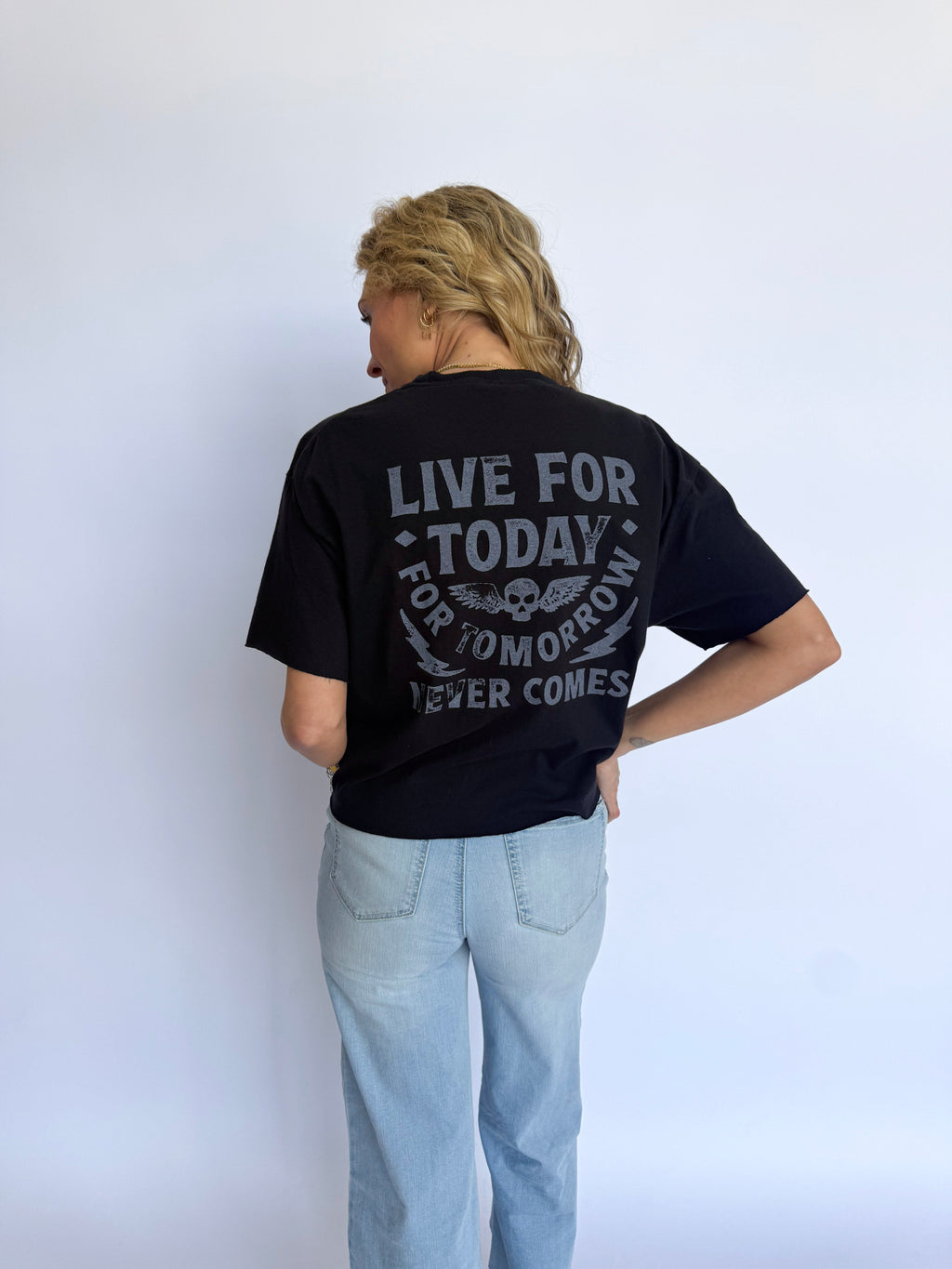 Jordan Live For Today Vintage Graphic Cropped Tee in Black