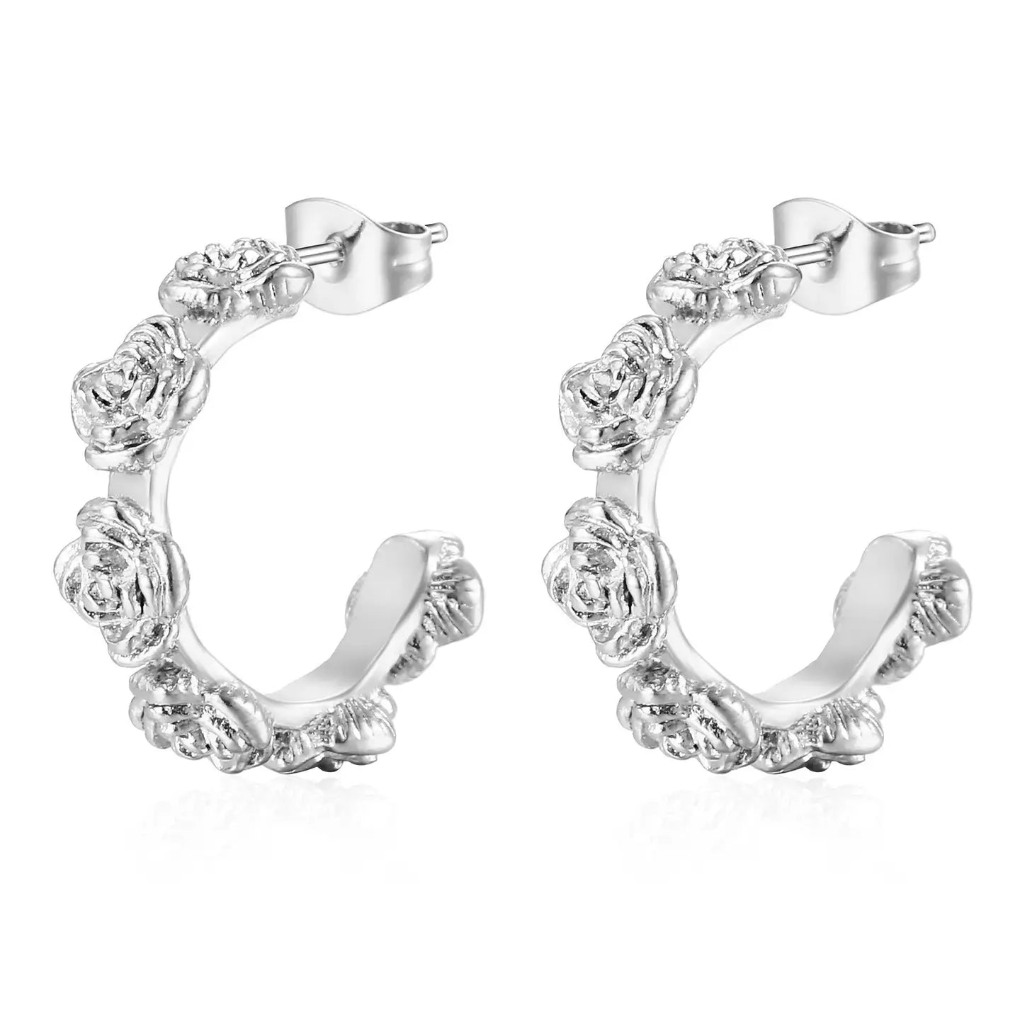 Briar Rose Hoops in Silver