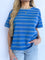 Giselle Striped Boxy Tee in Royal + Grey