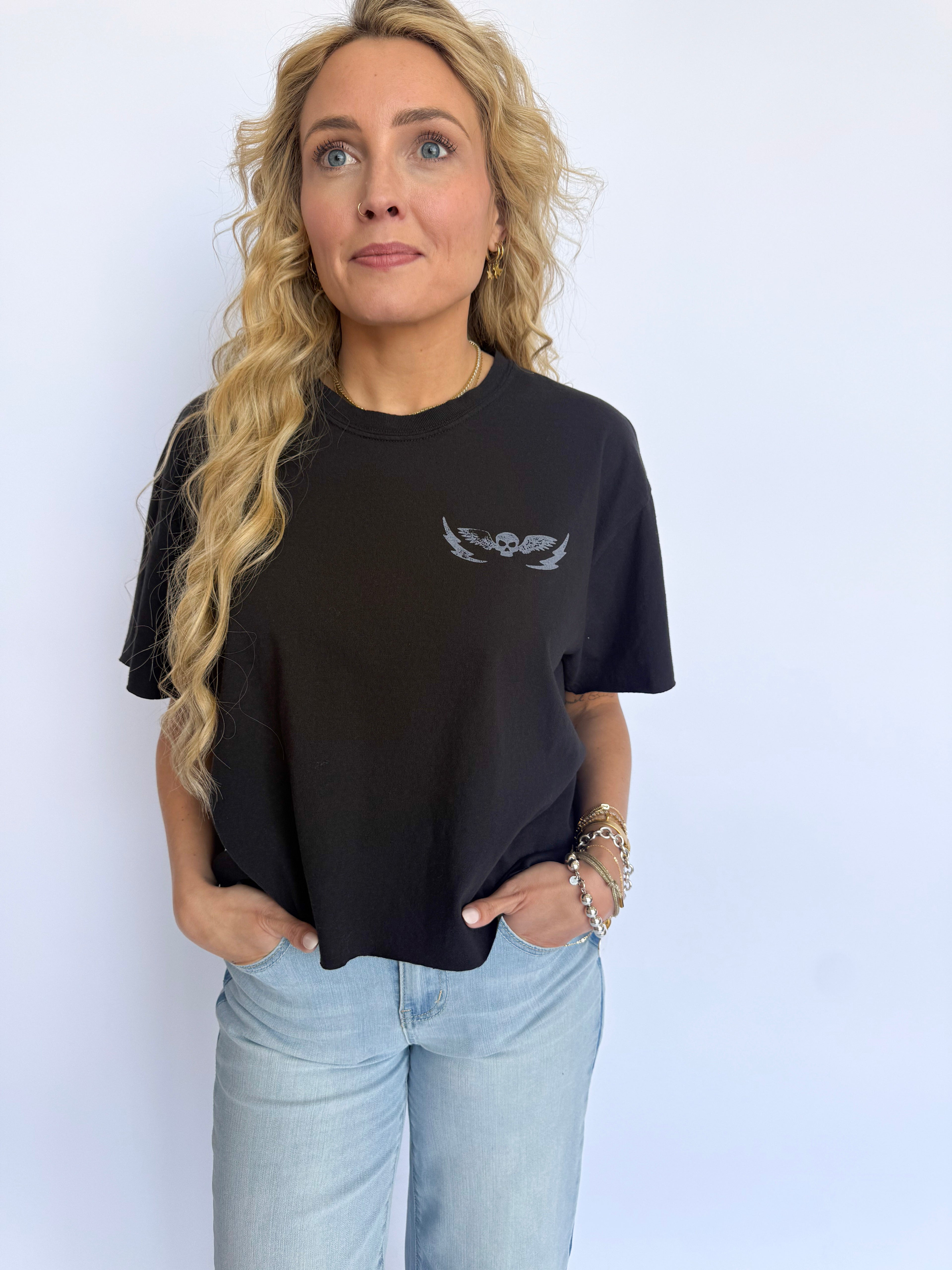 Jordan Live For Today Vintage Graphic Cropped Tee in Black