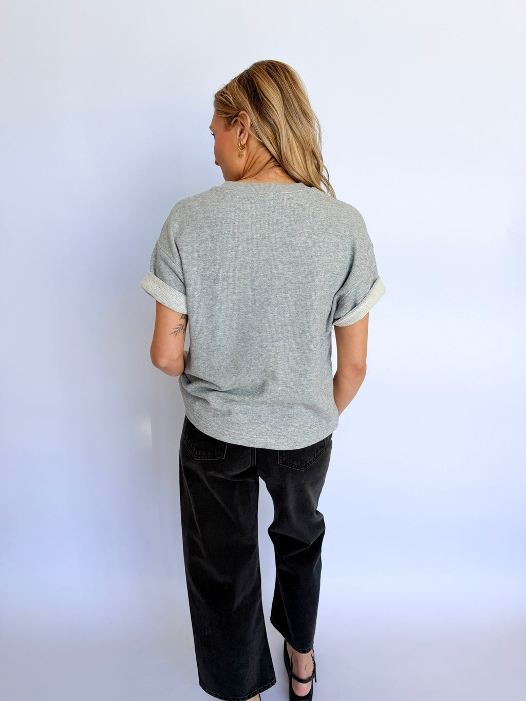 Bailey French Terry Tee in Heather Grey