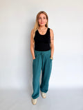 Lily Drawstring Barrel Sweatpants in Dark Teal