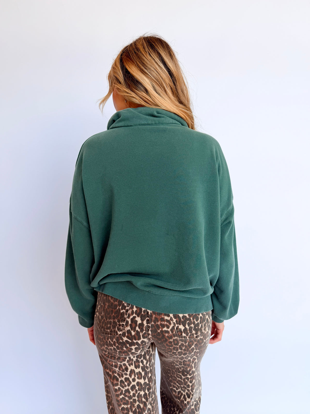 Celine Button Front Sweatshirt in Dark Green