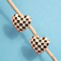 Rylee Checker Heart Stud Earrings in Gold