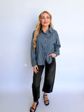 Briony Open Back Oxford in Blue Stripe