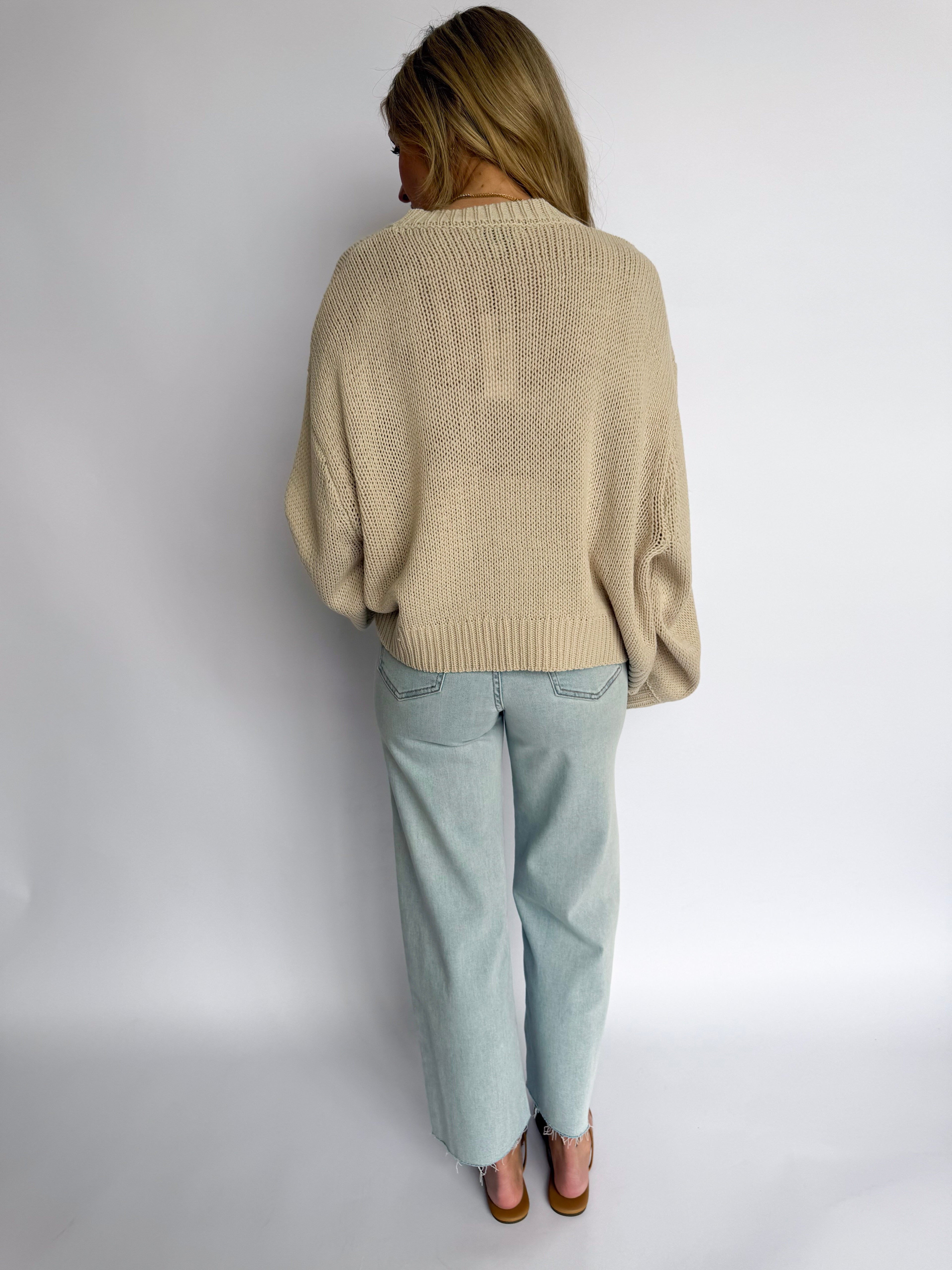 Eileen Balloon Sleeve Sweater in Stone