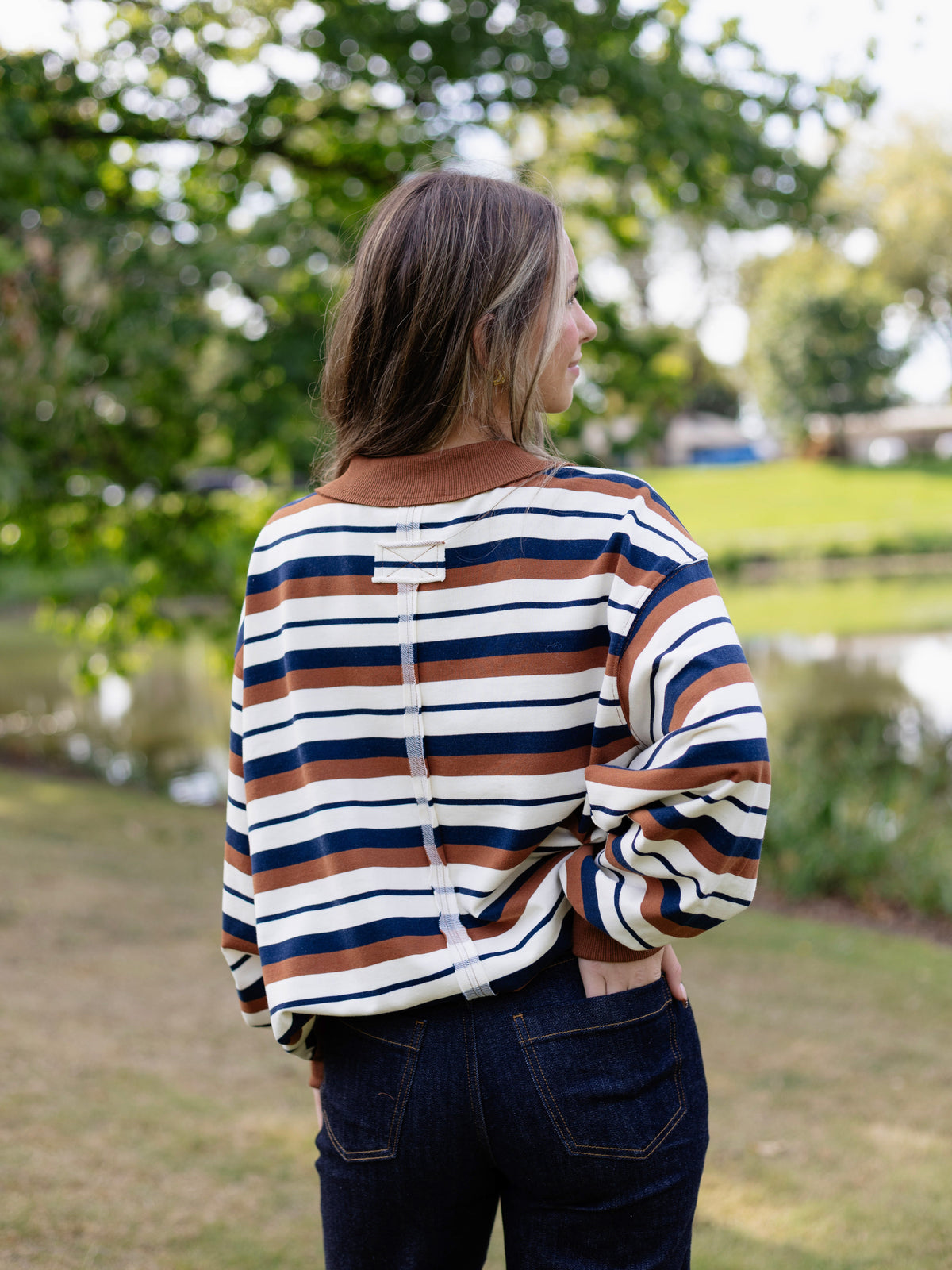 Valerie Oversized Striped French Terry Sweatshirt