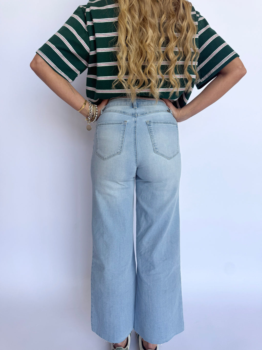Anthea High Rise Wide Leg Seamed Jeans