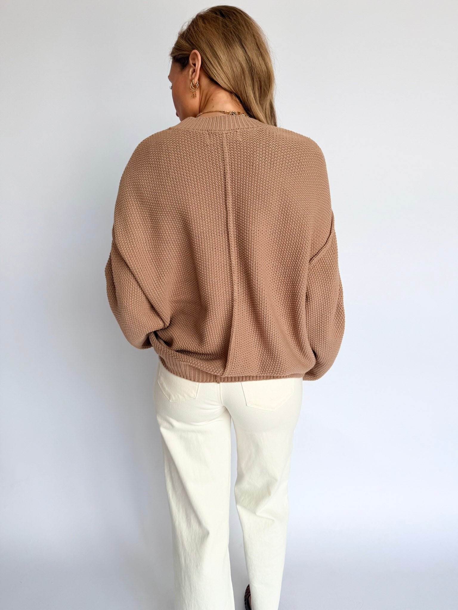 Lucy Oversized Knit Button Cardigan in Dark Taupe