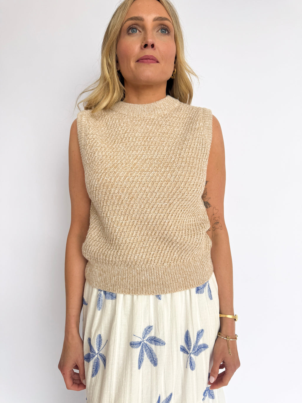 Eska Sleeveless Knit Sweater in Ivory