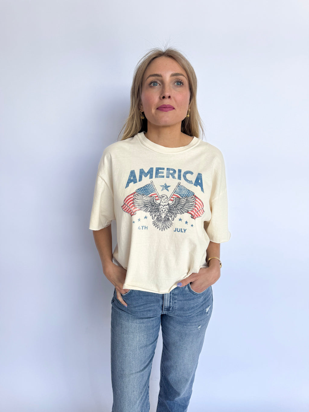 Arden America Vintage Graphic Cropped Tee