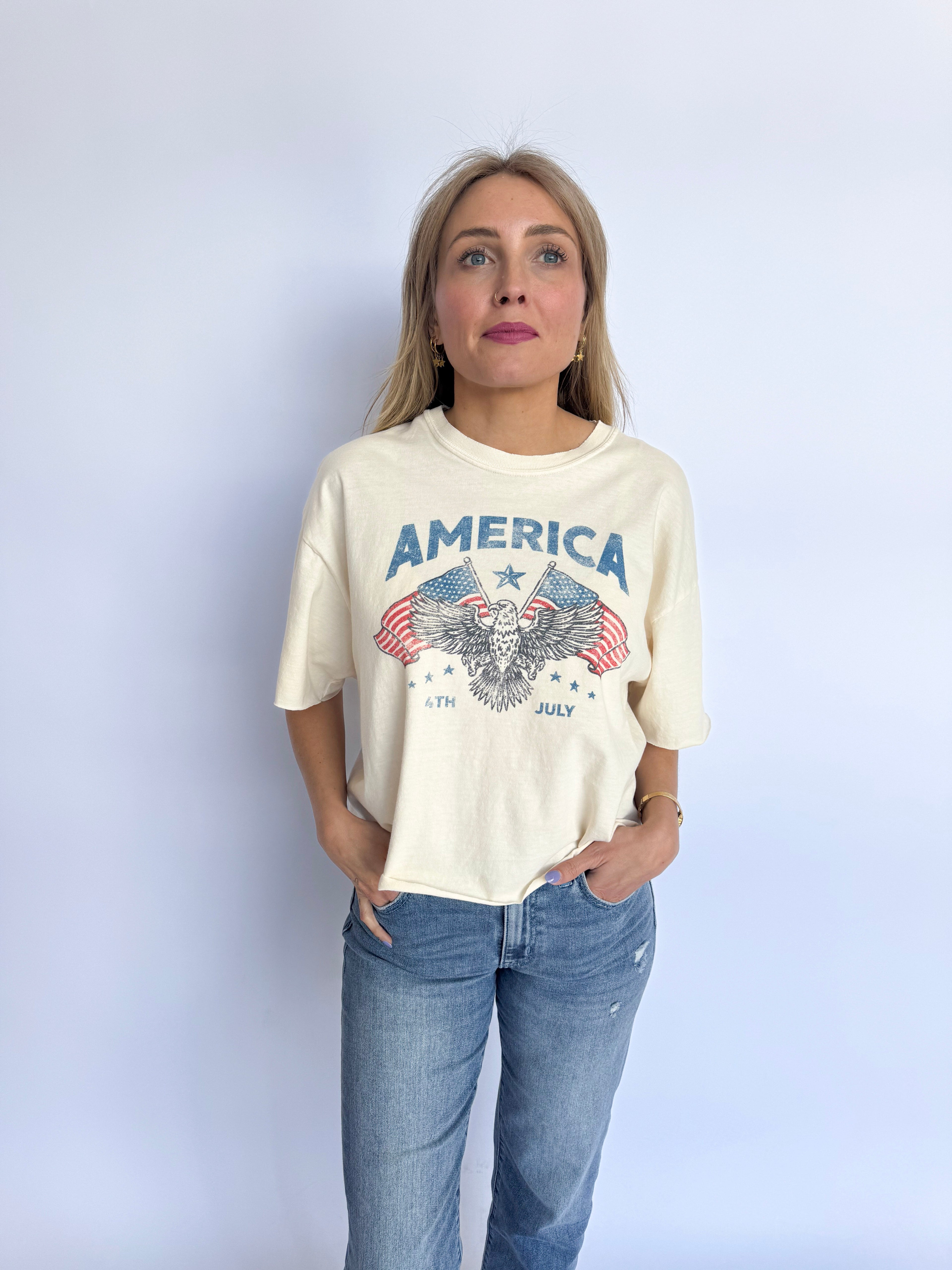 Arden America Vintage Graphic Cropped Tee