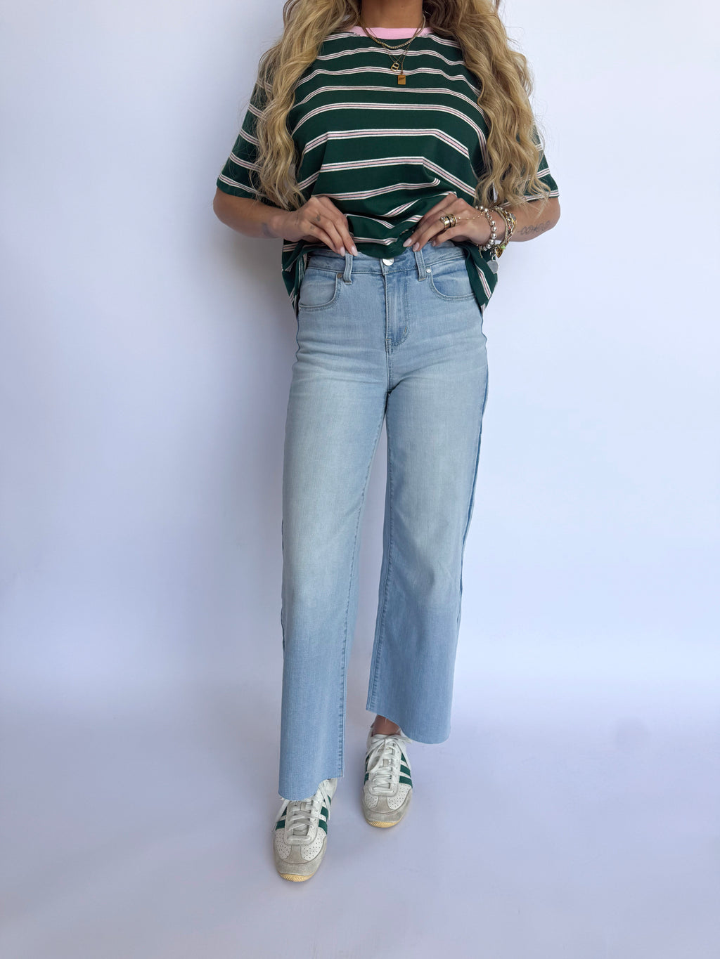 Anthea High Rise Wide Leg Seamed Jeans