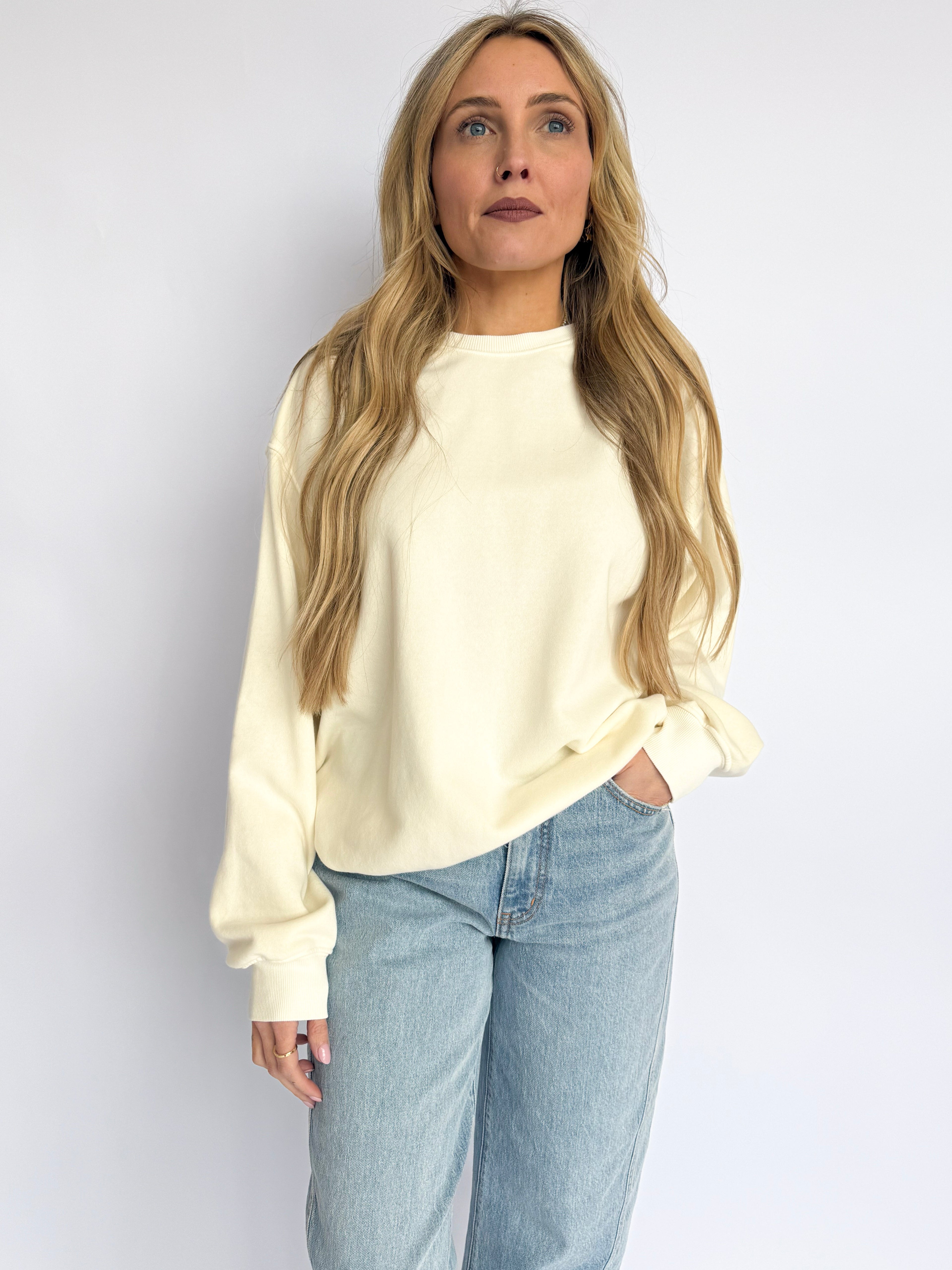 Arbor Mineral Washed Crew Neck in Cream