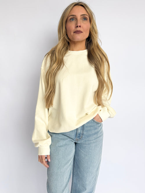 Arbor Mineral Washed Crew Neck in Cream