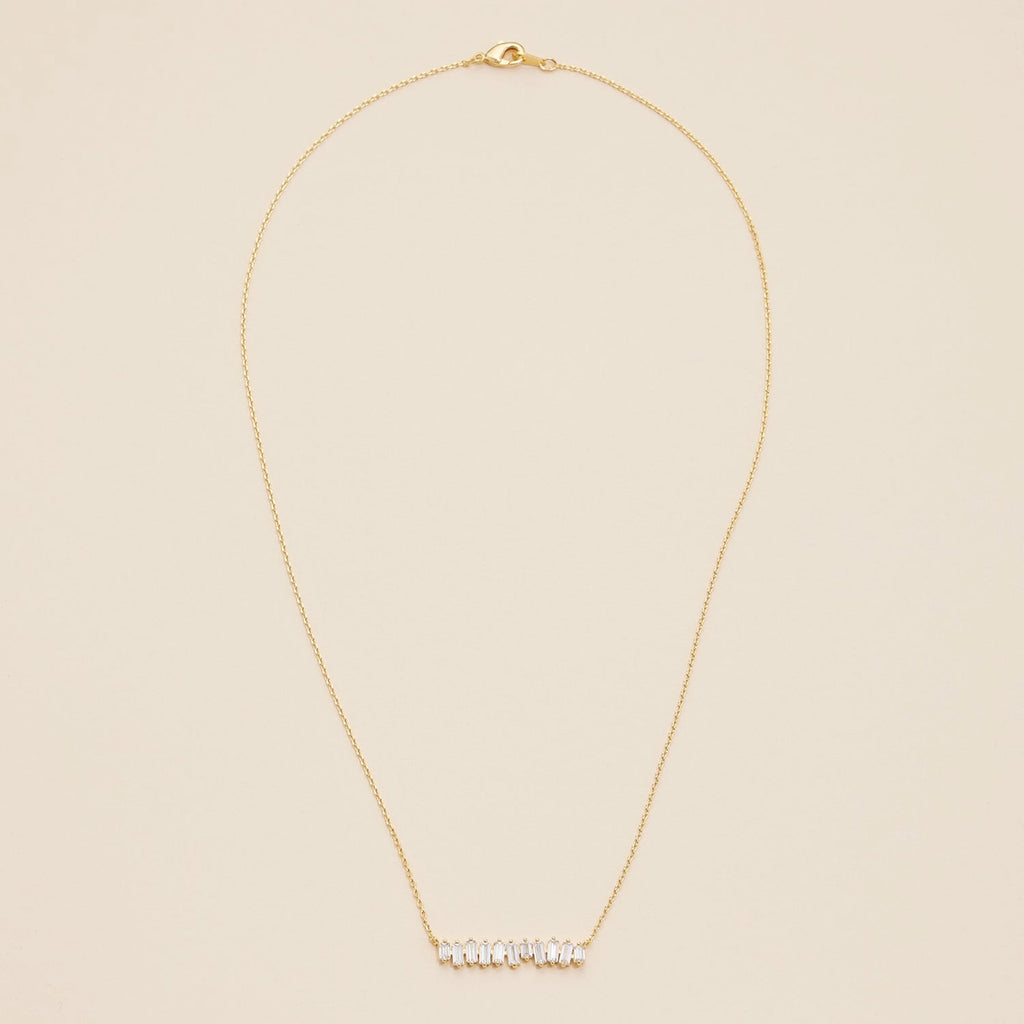 Nooriel Baguette Bar Necklace in Gold