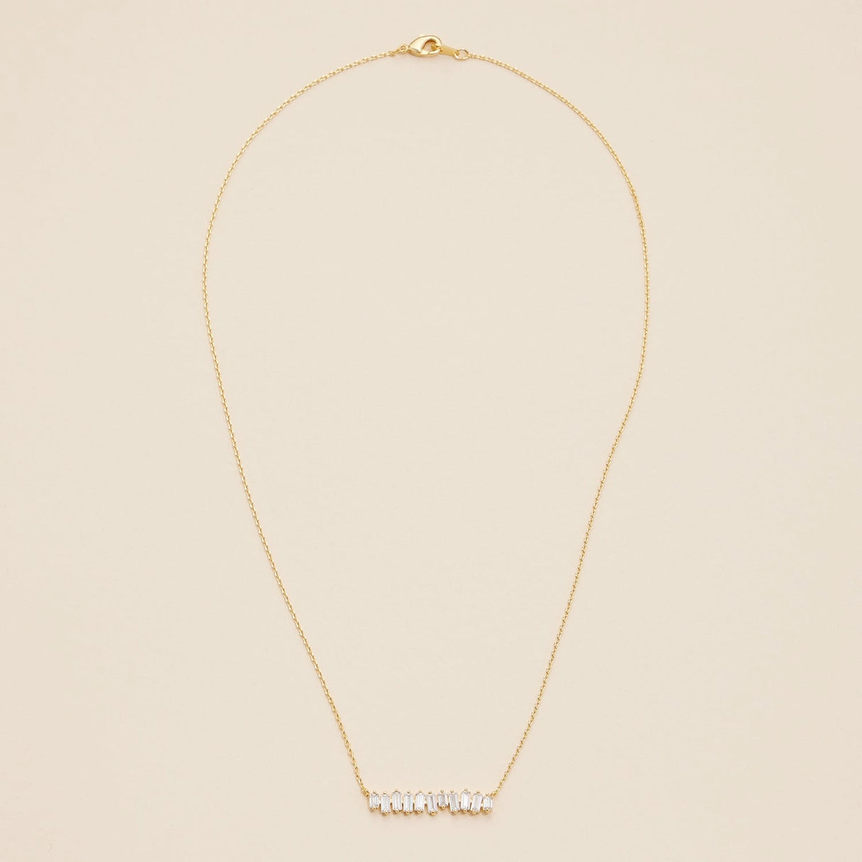 Nooriel Baguette Bar Necklace in Gold