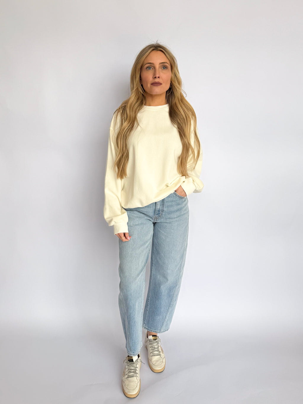 Arbor Mineral Washed Crew Neck in Cream