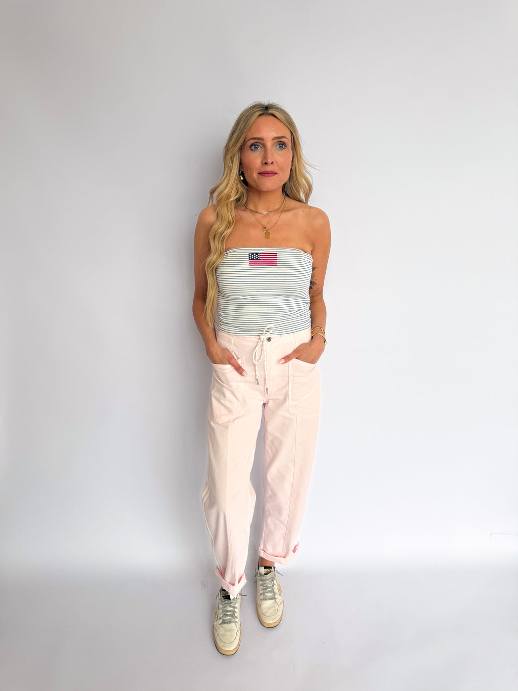Vivianna Drawstring Barrel Pant in Petal