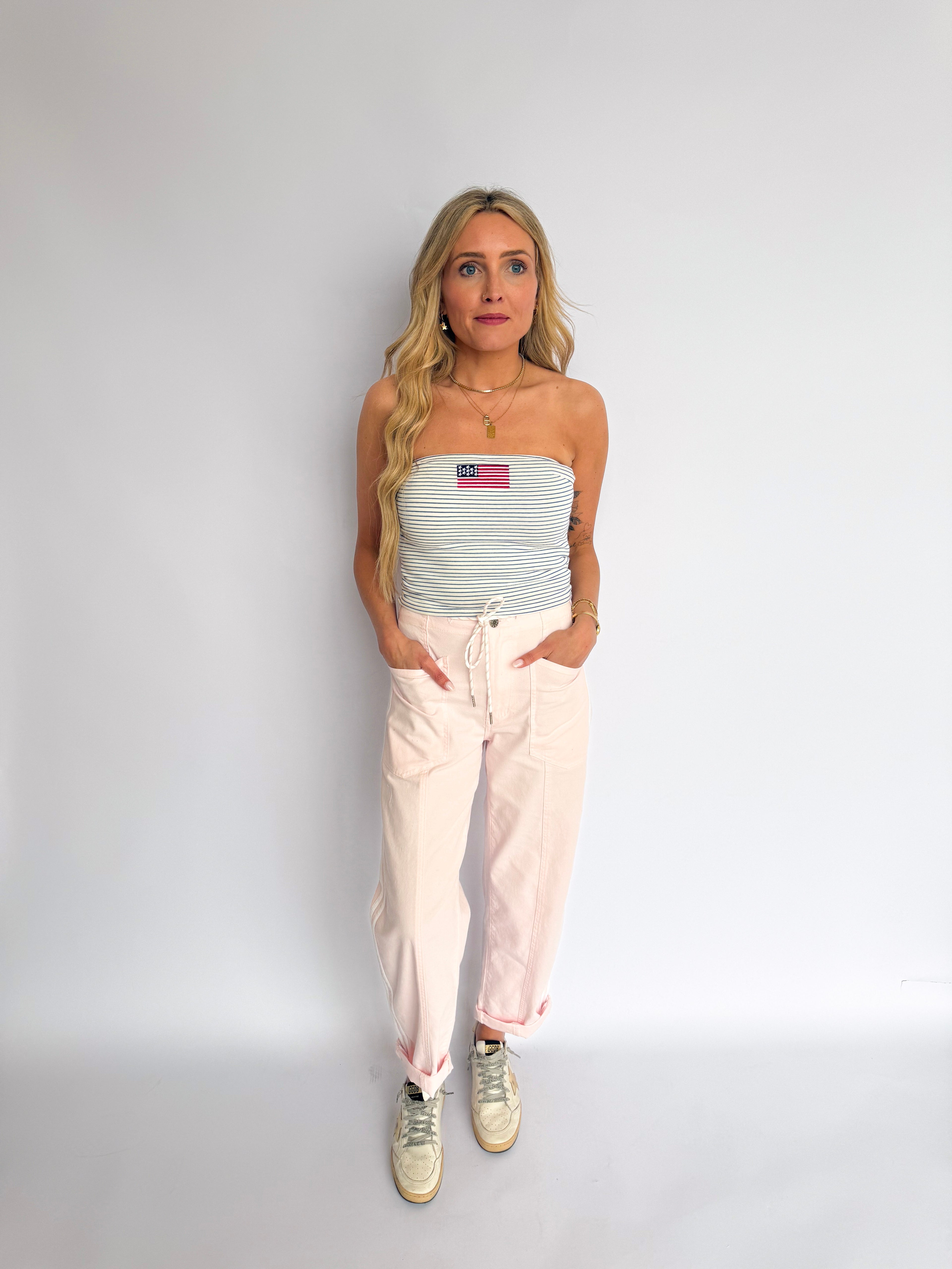Vivianna Drawstring Barrel Pant in Petal