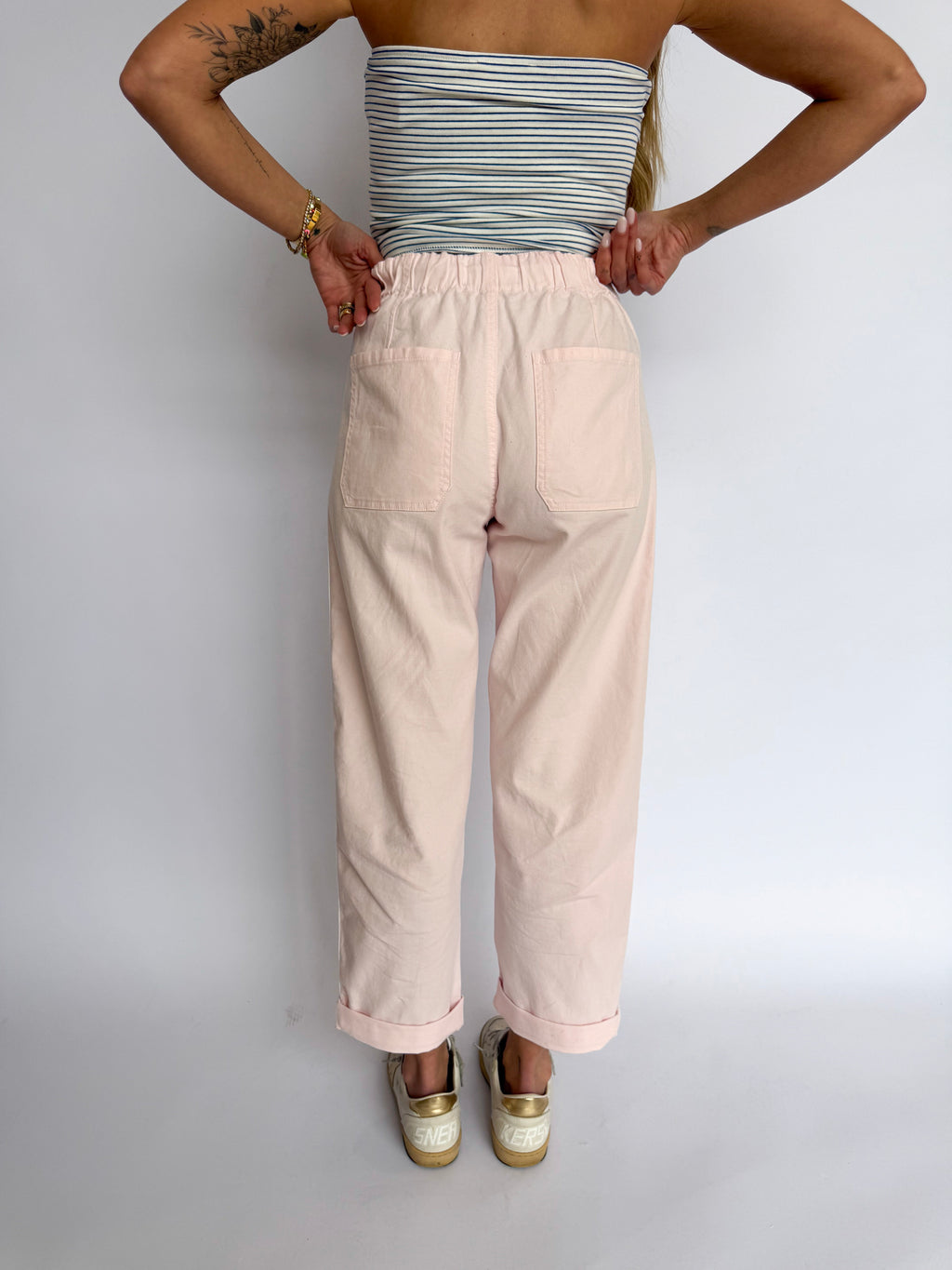 Vivianna Drawstring Barrel Pant in Petal
