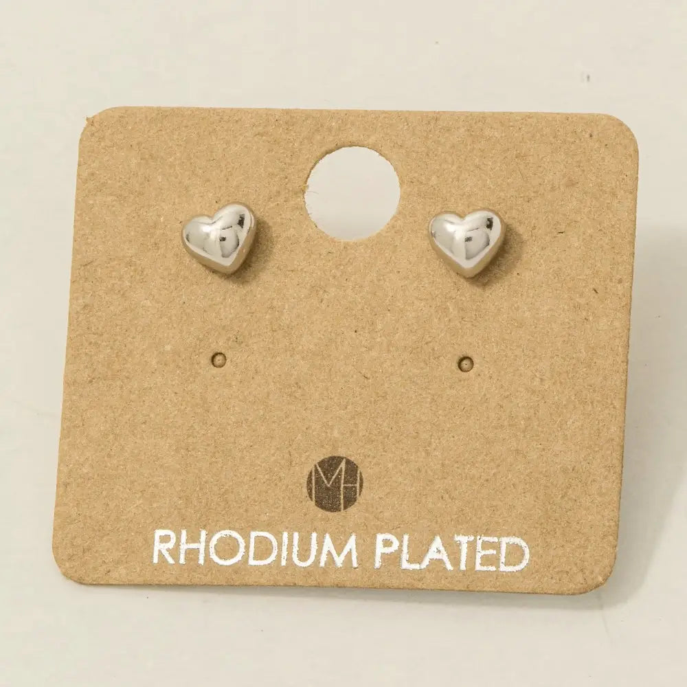 Kali Mini Heart Stud Earrings in Silver