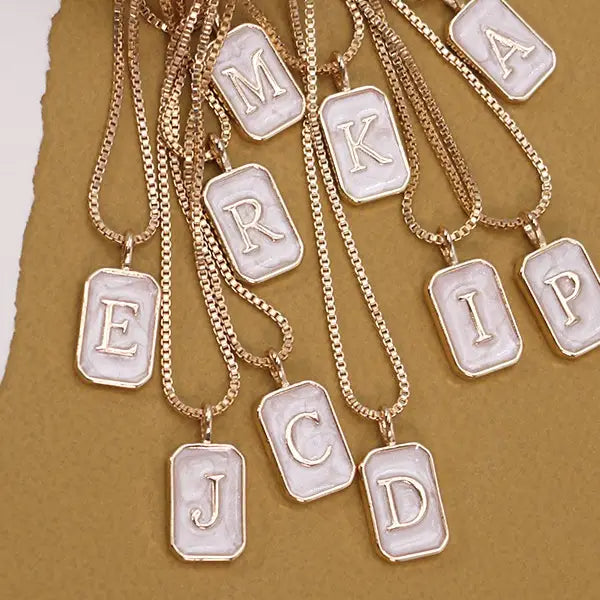 Mariana Monogram Initial Pearly Charm Necklace in Gold