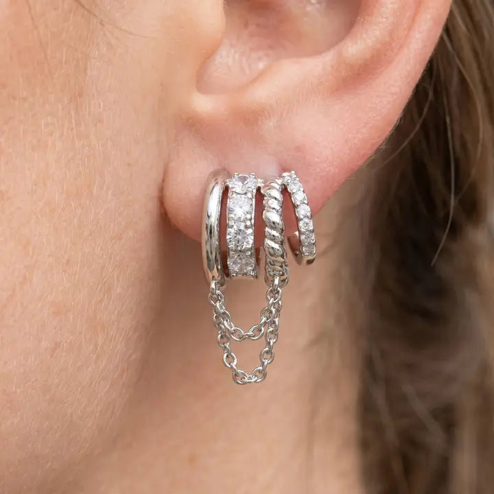 Olivette Stacked Triple Hoop Earrings in Gold