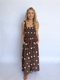 Isola Polka Dot Maxi Dress in Chocolate