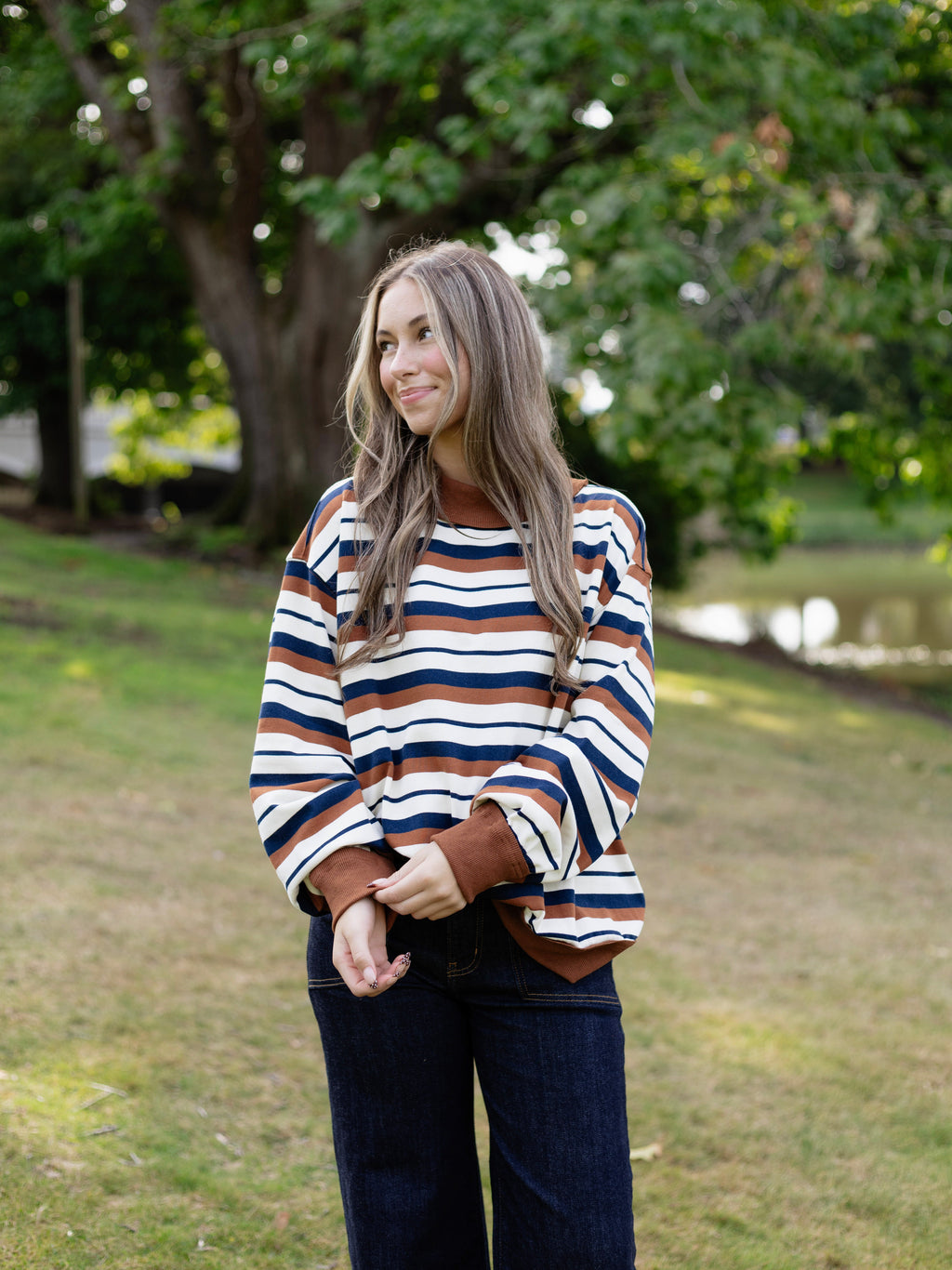 Valerie Oversized Striped French Terry Sweatshirt