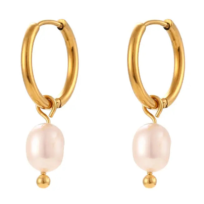 Leah Pearl Drop Earrings in Gold