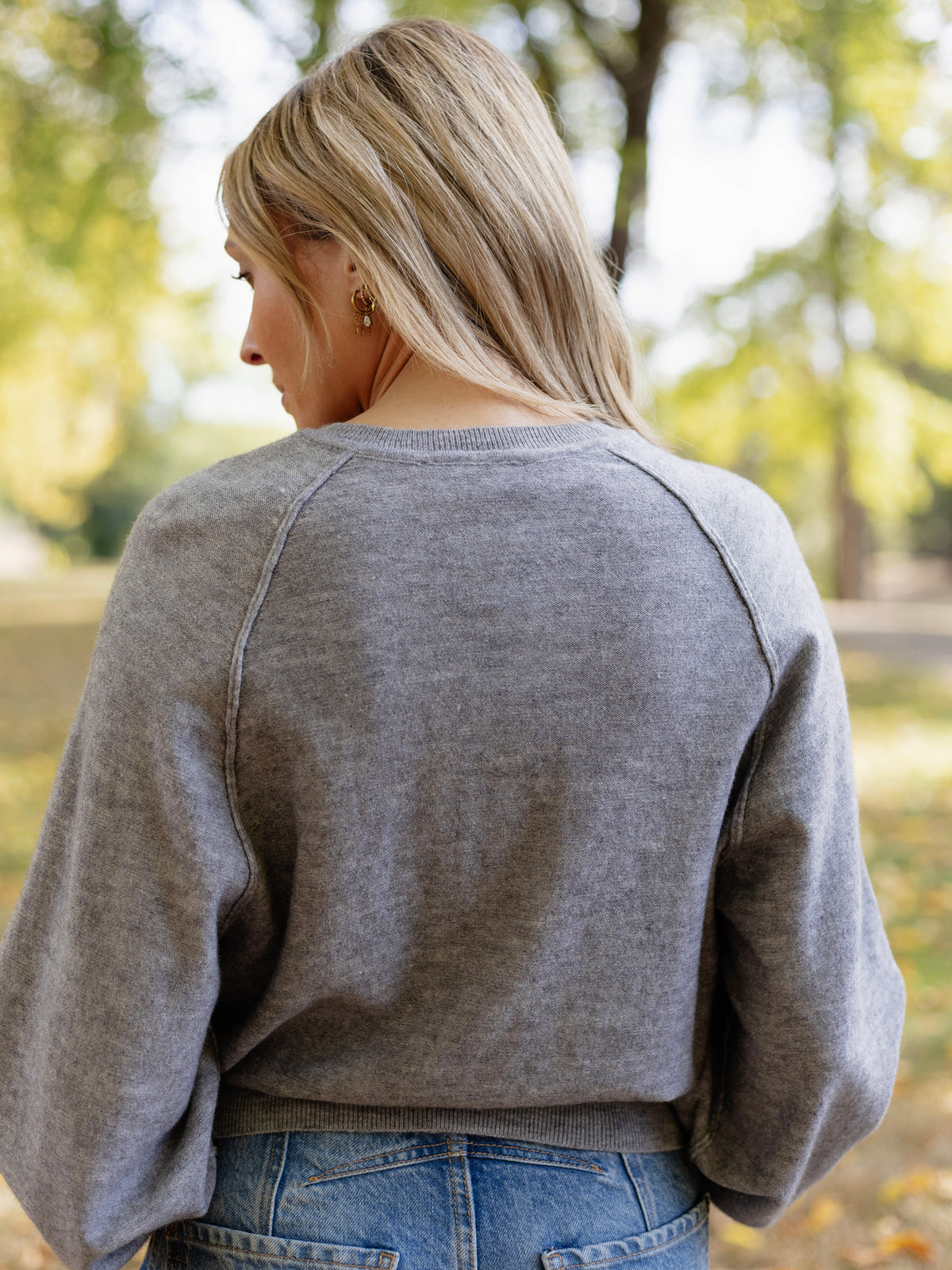 Amira Luxe Knit Henley Sweater in Heather Grey