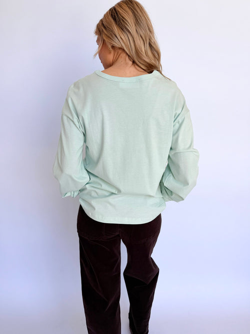 Alisha Crew Neck LS Tee in Mint