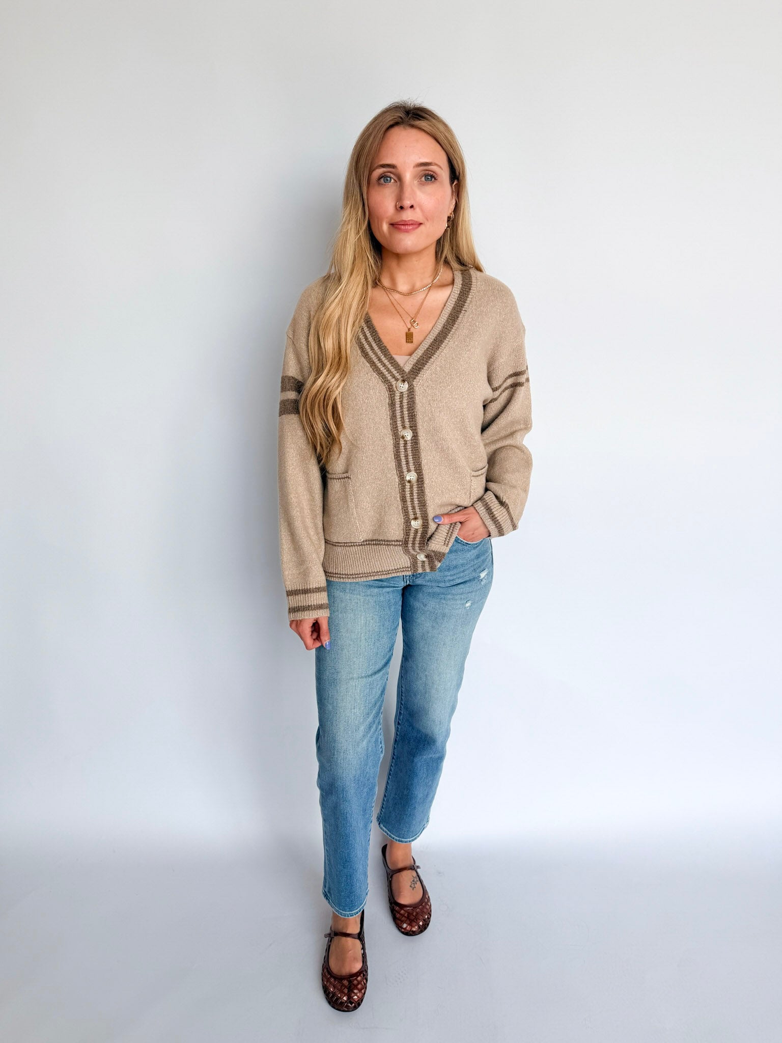 Mia Varsity Stripe Cardigan
