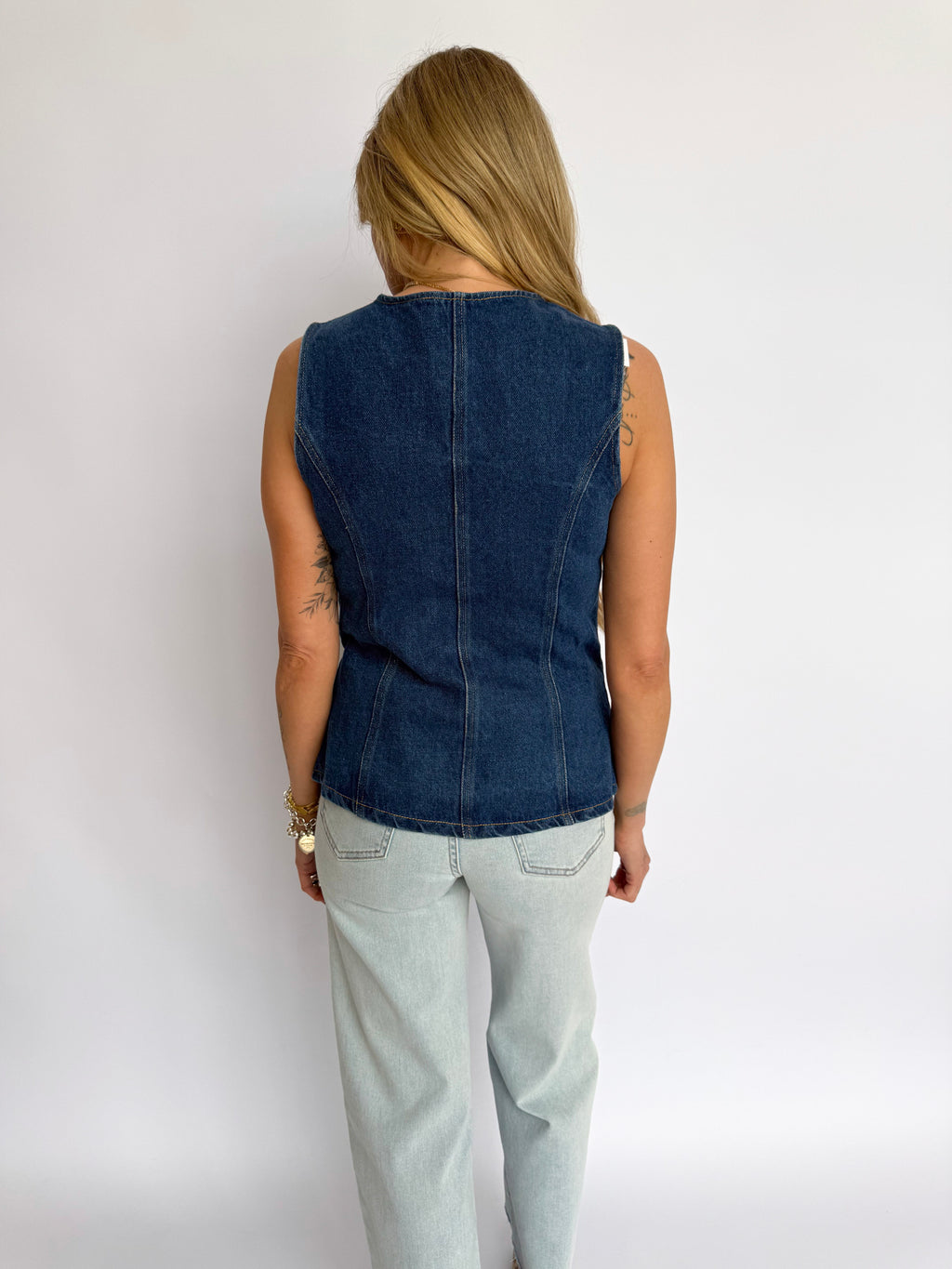 Ione Button Front Denim Vest