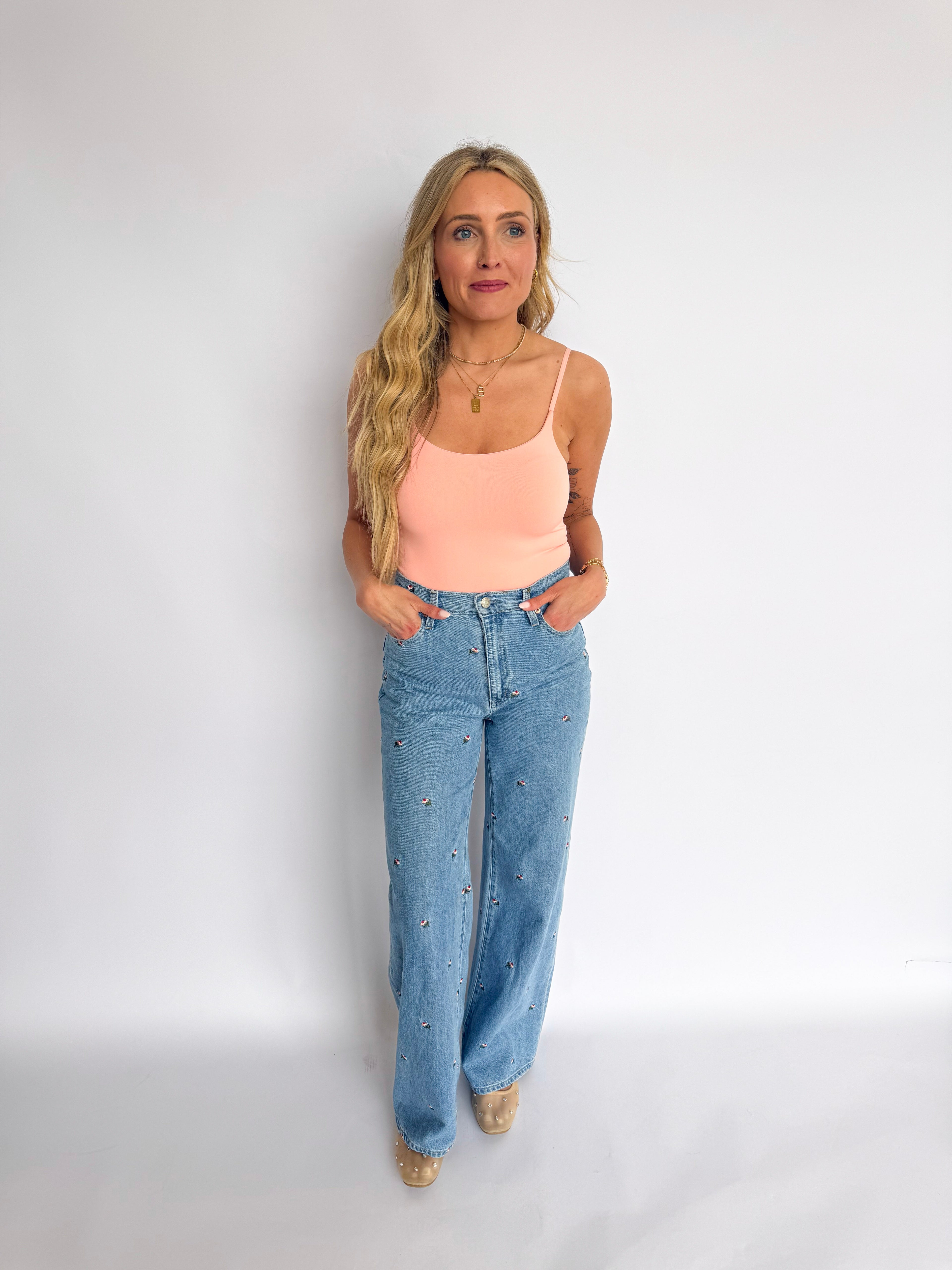 Ottilie Double Layered Seamless Bodysuit in Peach
