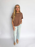Cypress Textured Stripe Tee in Brown