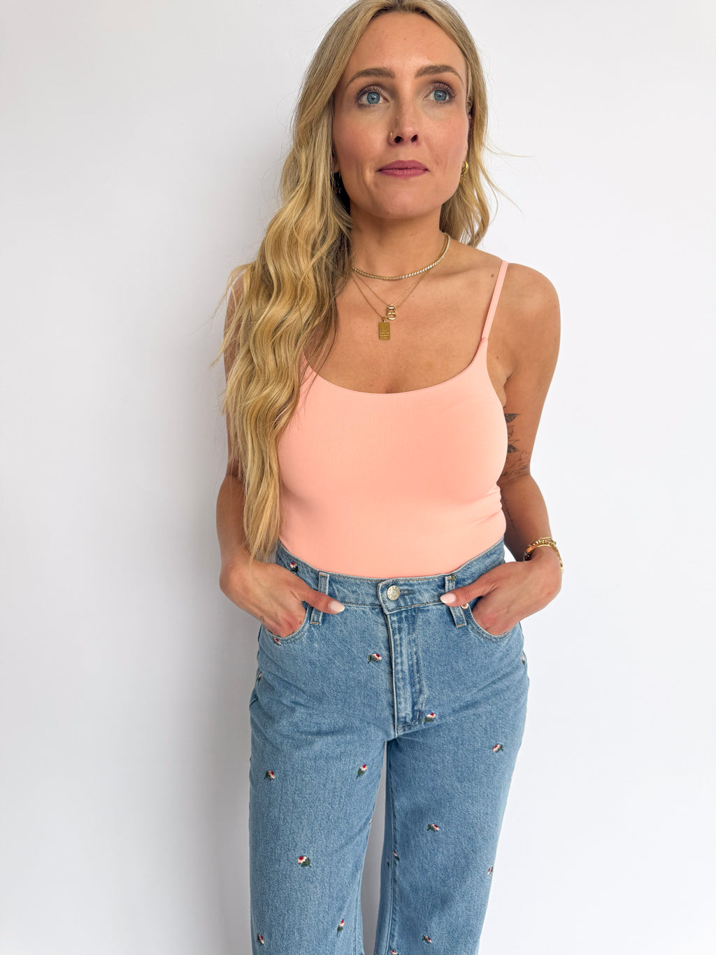 Ottilie Double Layered Seamless Bodysuit in Peach