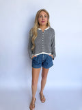 Lennox Striped Knit Cardigan in Navy + White