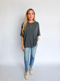 Chloe Oversized Mineral Wash Tee in Charcoal