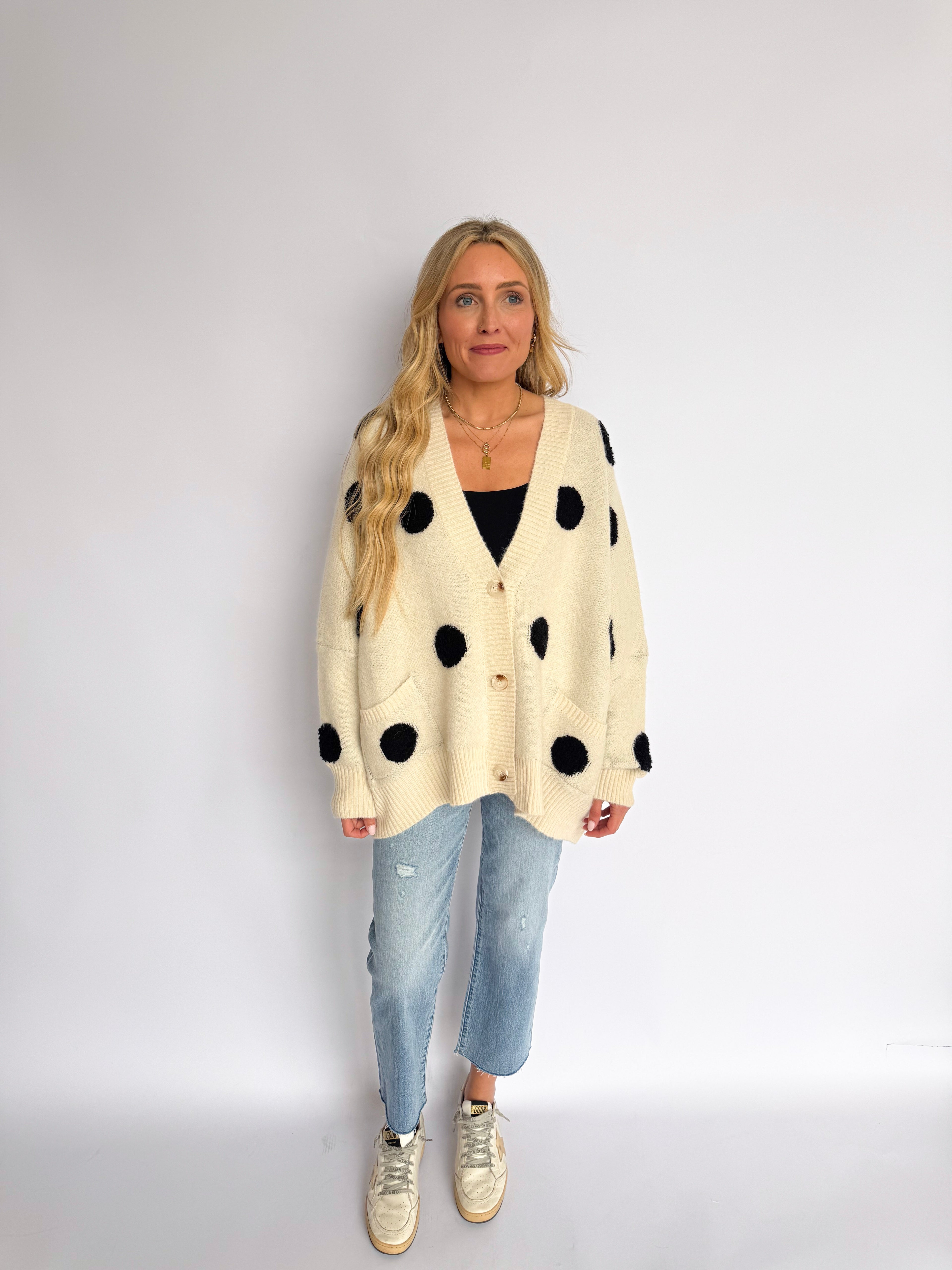 Mathilde Oversized Polka Dot Cardigan