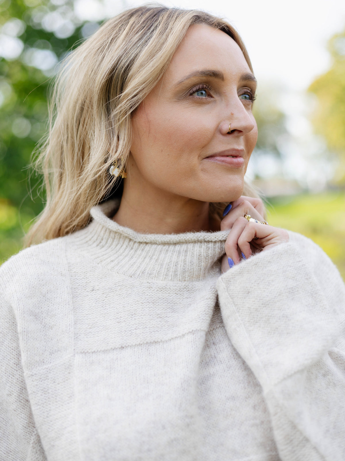 Ryleigh Patchwork Sweater in Natural