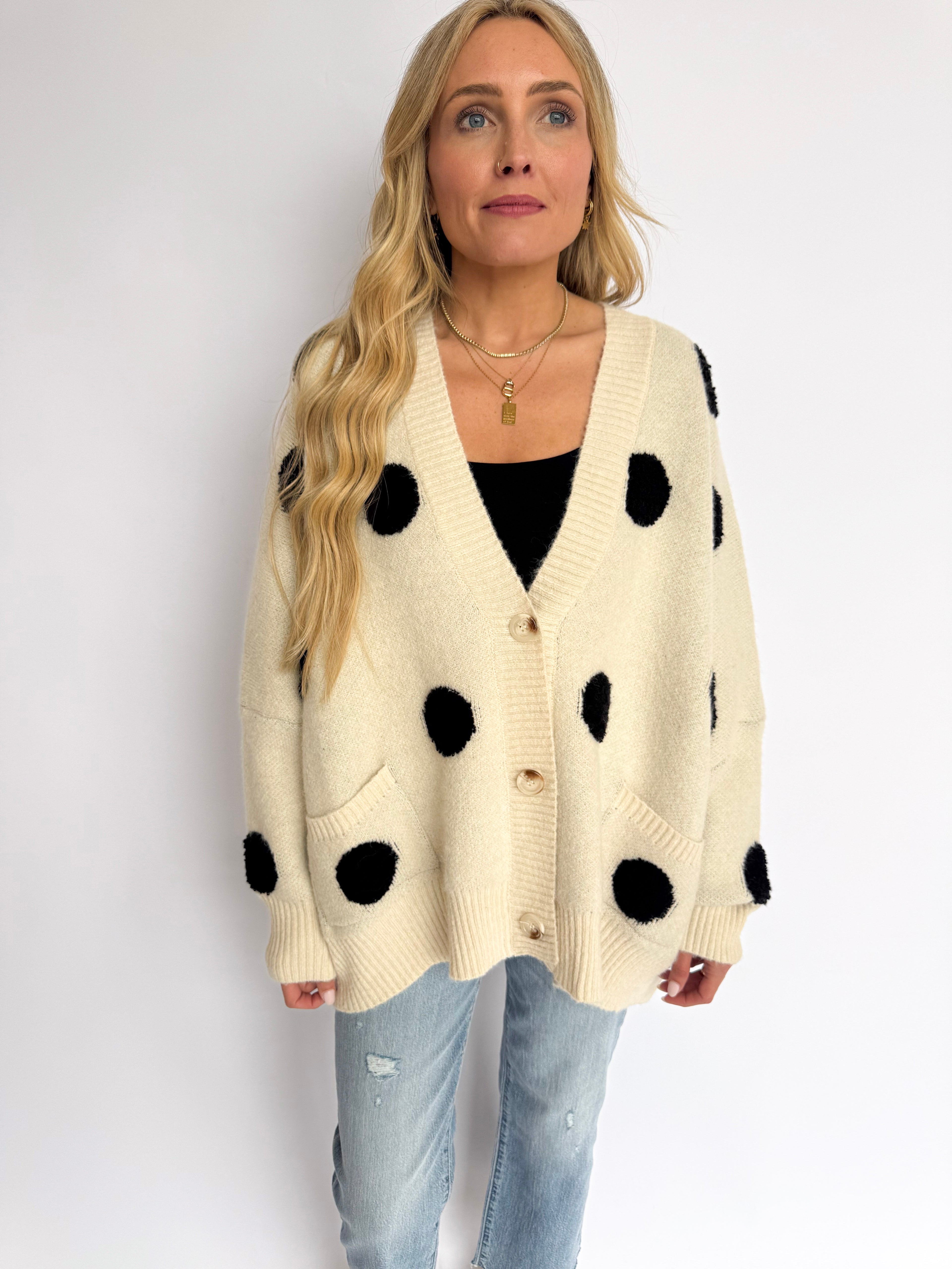 Mathilde Oversized Polka Dot Cardigan