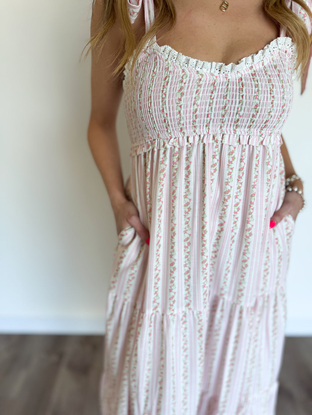 Sinclair Floral Maxi Dress in Ivory Pink