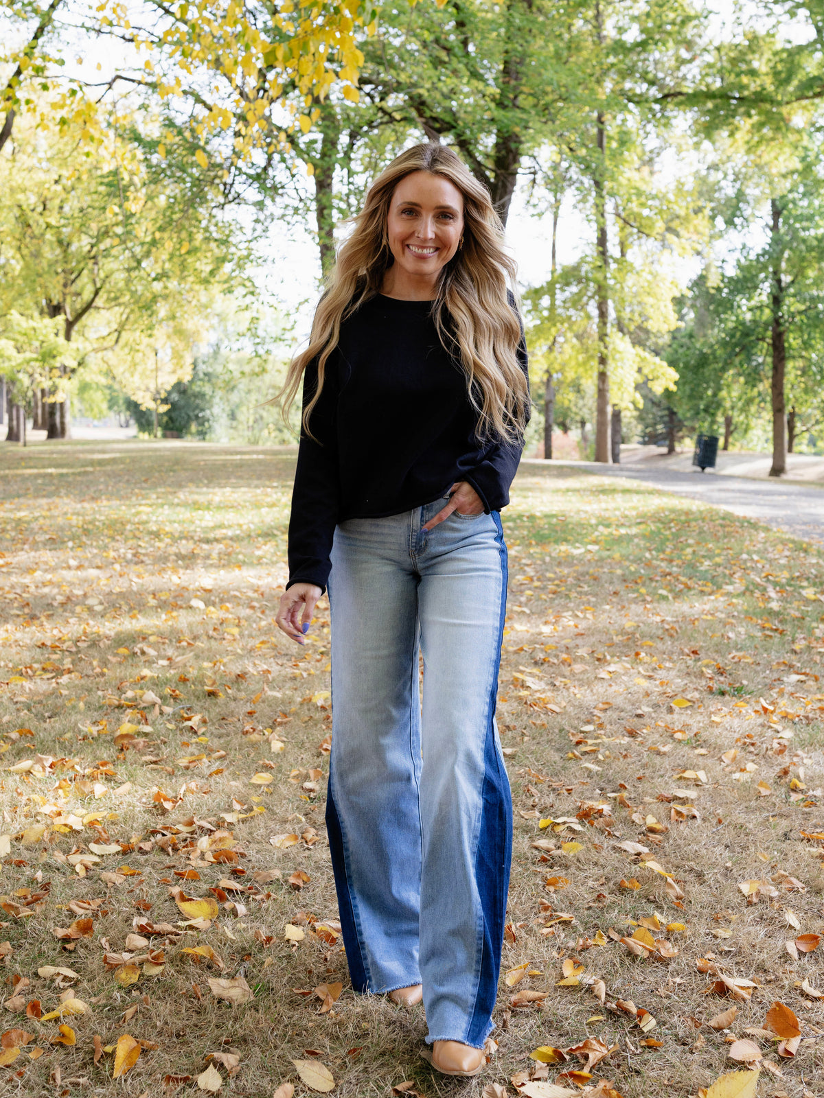 Emerson Mid Rise Wide Leg Jeans